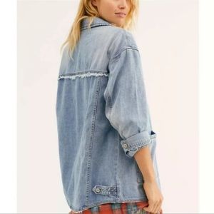 We The Free People Field Day Denim Jacket flannel shirt lining